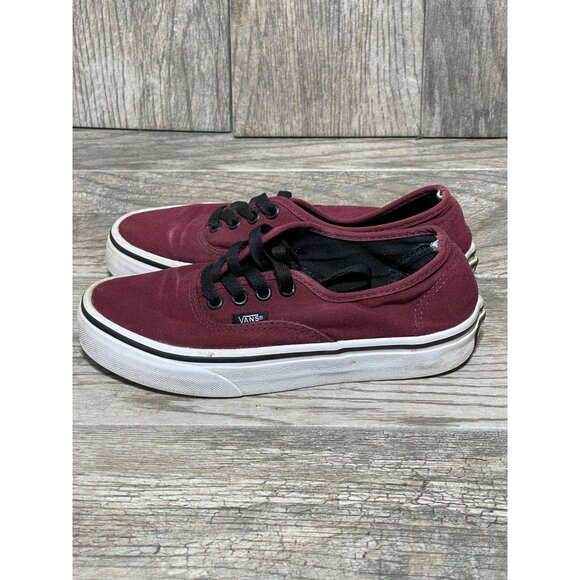 Vans Authentic Low Top Lace Up Red Skater Shoes Women's Size 5.5 - Picture 2 of 11